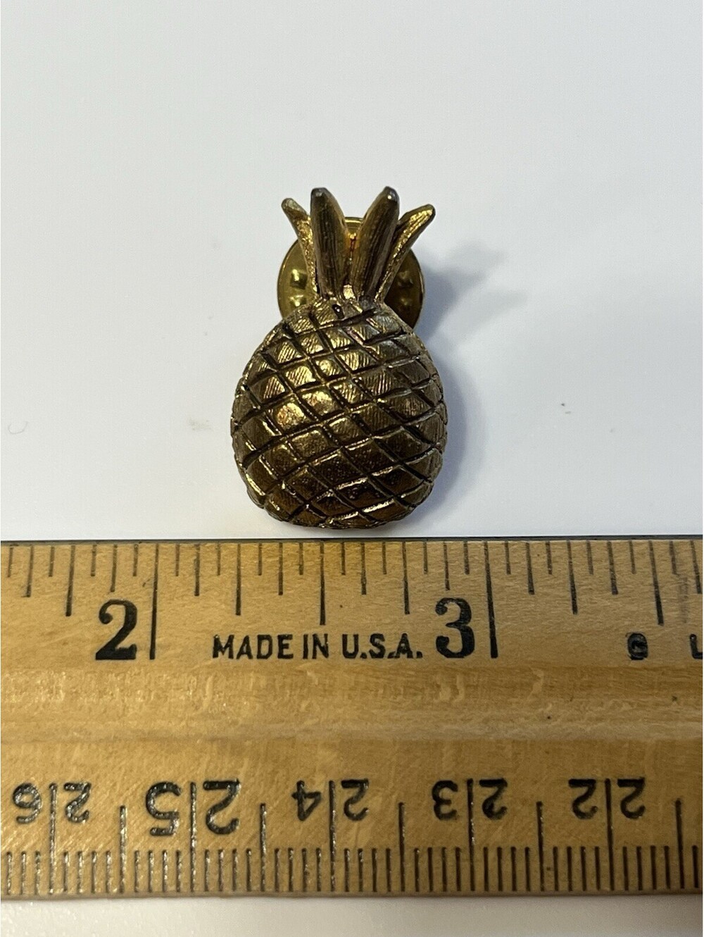 Pineapple Lapel Pin Gold Colored Signed AJC American Jewelry Chain Co